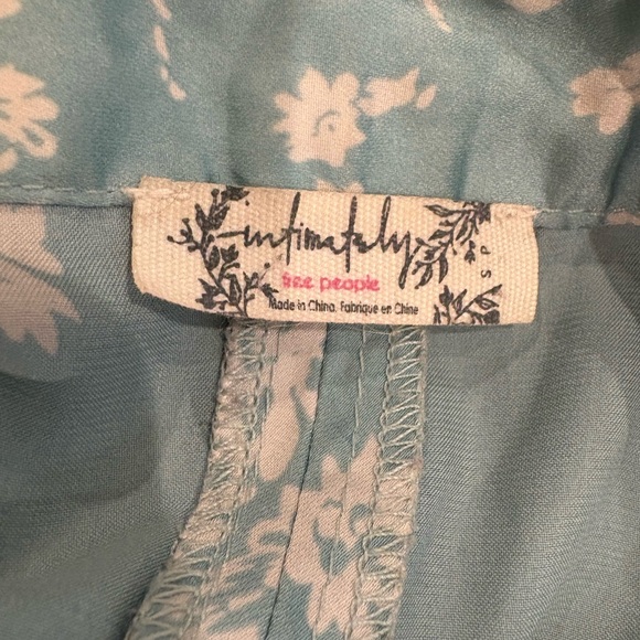 Free People Intimately kimono pajama top oversized XS S M greenish blue - Picture 4 of 9